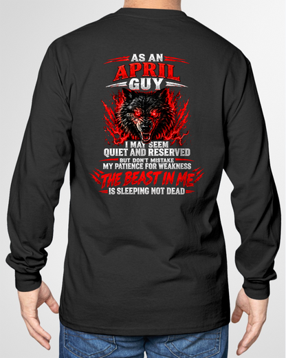 APRIL GUY – THE BEAST IN ME IS SLEEPING NOT DEAD – WOLF T-SHIRT FOR MEN - MTNN04 (SKU2610-21-04)