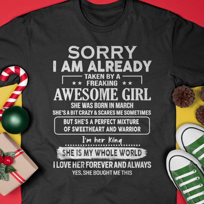 March - Awesome Girl - Perfect Gift For Boyfriend, Husband From Wife - MTNN03 (SKU04-86MT-03)