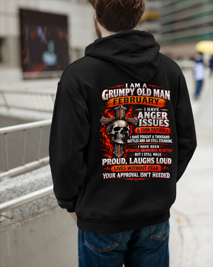 FEBRUARY - I AM A GRUMPY OLD MAN – ANGER ISSUES & THIN PATIENCE – T-SHIRT FOR MEN - MTNN02 (SKU2609-314-02)
