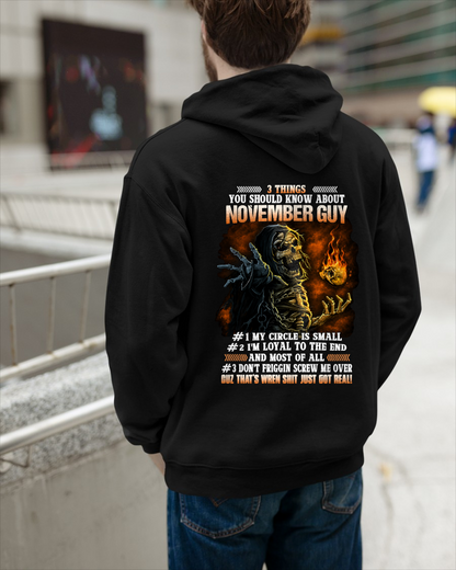 NOVEMBER GUY – 3 THINGS YOU SHOULD KNOW ABOUT ME – SKULL GRAPHIC T-SHIRT FOR MEN - MTNN11 (SKU2607-169-11)