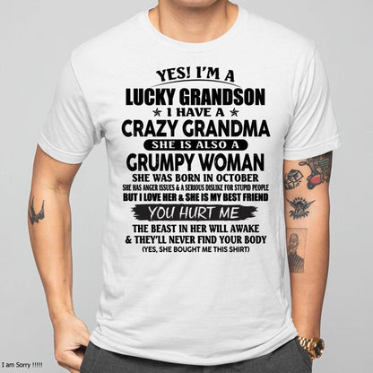 OCTOBER - LUCKY GRANDSON OF CRAZY GRANDMA -  PERFECT GIFT FROM GRANDMA - HNDS10 (SKU12-113-10)