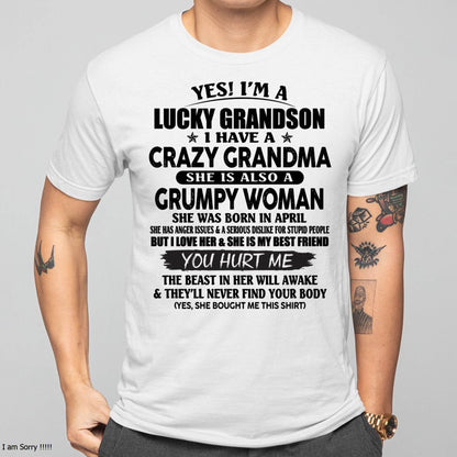 APRIL - LUCKY GRANDSON OF CRAZY GRANDMA -  PERFECT GIFT FROM GRANDMA - MTNN04 (SKU12-113-04)