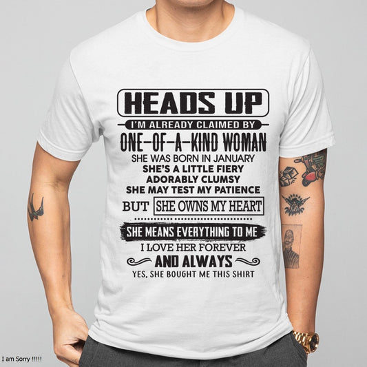 JANUARY | HEADS UP, ALREADY CLAIMED BY ONE OF A KIND WOMAN - GIFT FROM WIFE TO HUSBAND - HNDS01