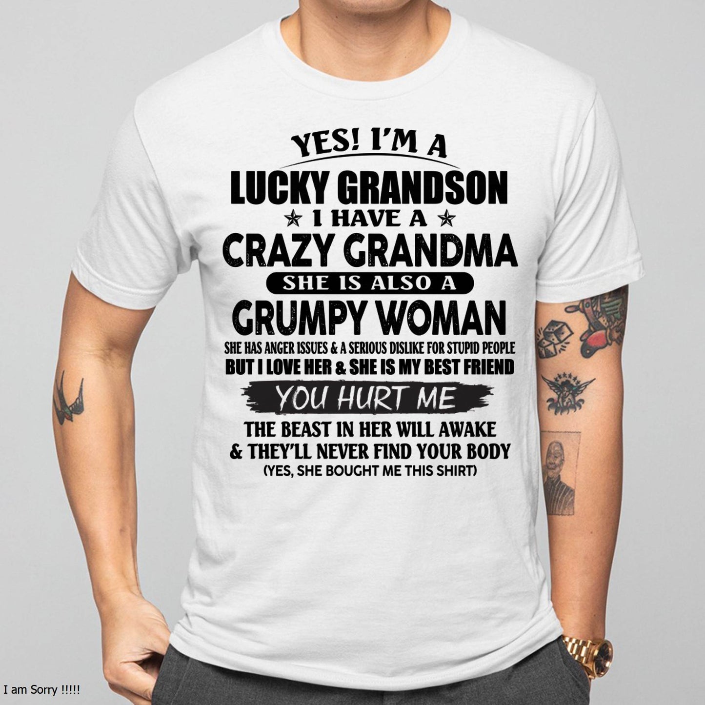 LUCKY GRANDSON OF CRAZY GRANDMA -  PERFECT GIFT FROM GRANDMA - HNDS00 (SKU12-113-00)