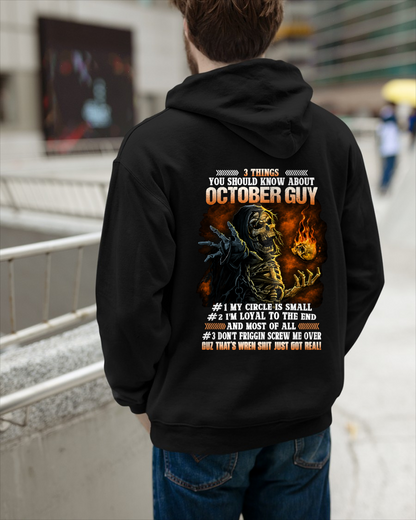 OCTOBER GUY – 3 THINGS YOU SHOULD KNOW ABOUT ME – SKULL GRAPHIC T-SHIRT FOR MEN - MTNN10 (SKU2607-169-10)