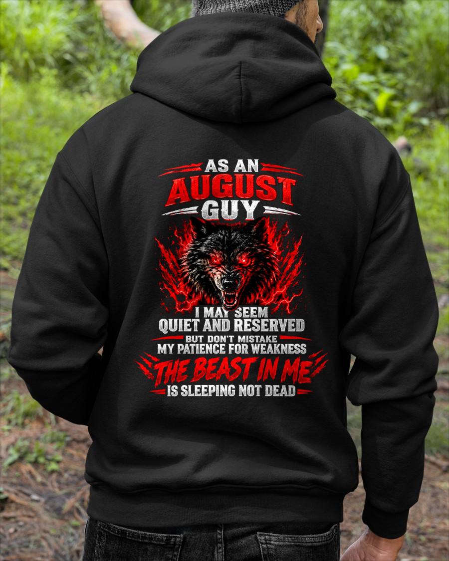 AUGUST GUY – THE BEAST IN ME IS SLEEPING NOT DEAD – WOLF T-SHIRT FOR MEN - MTNN08 (SKU2610-21-08)