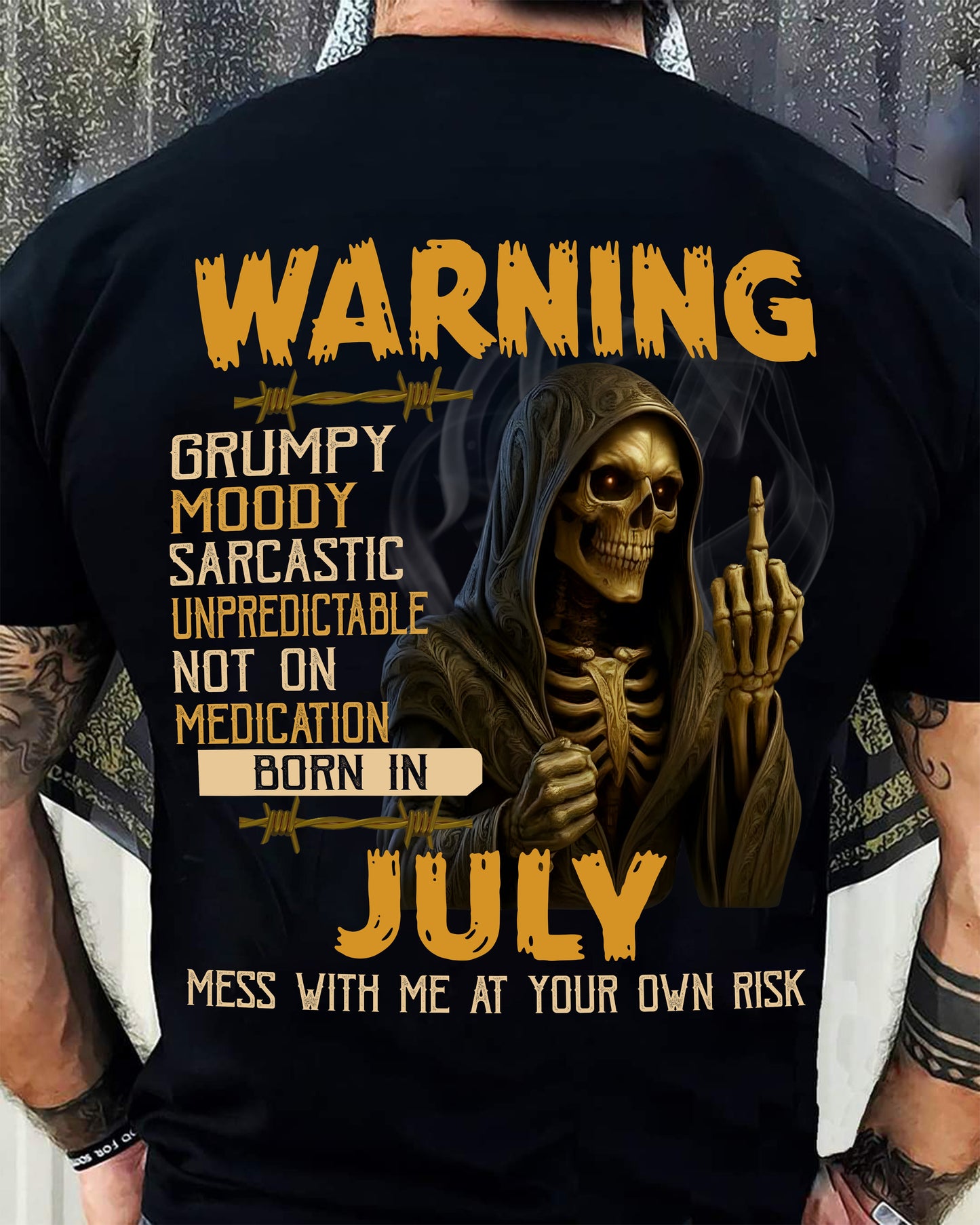 JULY - WARNING GRUMPY MOODY - BIRTHDAY T-SHIRT FOR MEN - MTNN07 (SKU26T-01-07-07)