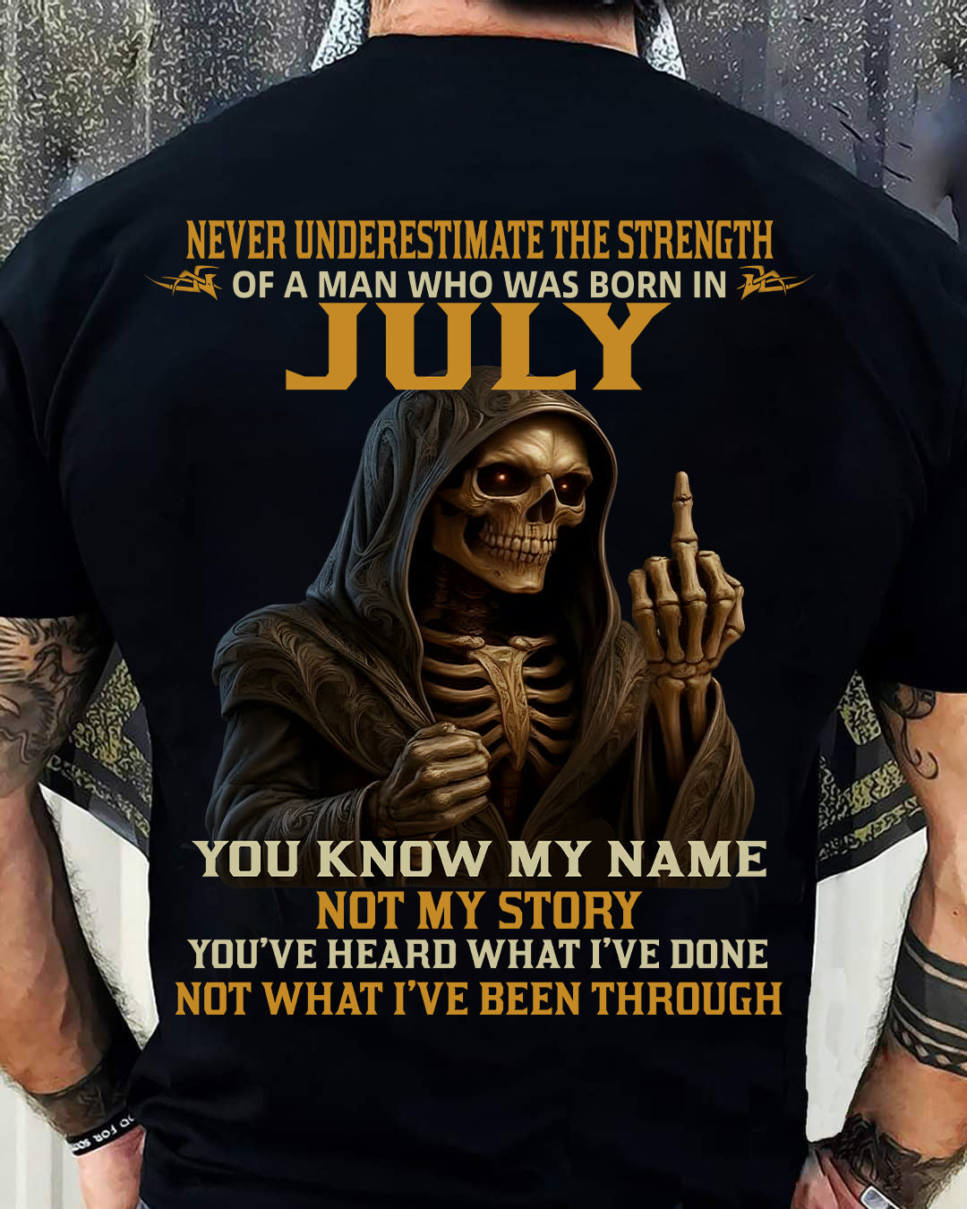 JULY - NEVER UNDERESTIMATE - BIRTHDAY T-SHIRT FOR MEN - MTNN07 (SKU26T-01-06-07)