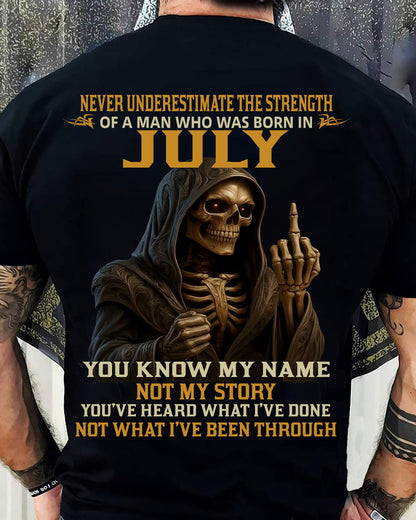 JULY - NEVER UNDERESTIMATE - BIRTHDAY T-SHIRT FOR MEN - MTNN07 (SKU26T-01-06-07)
