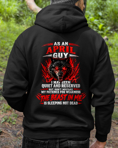 APRIL GUY – THE BEAST IN ME IS SLEEPING NOT DEAD – WOLF T-SHIRT FOR MEN - MTNN04 (SKU2610-21-04)