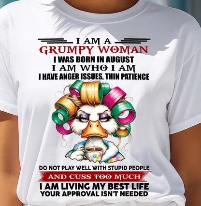 AUGUST - GRUMPY WOMAN - BIRTHDAY SHIRT FOR WOMEN - MTNN08 (SKU26T-01-22-08)