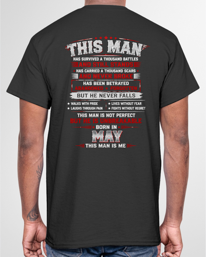 MAY MAN – HAS FOUGHT A THOUSAND BATTLES – INSPIRATIONAL GRAPHIC T-SHIRT FOR MEN - MTNN05 (SKU2608-63-05)