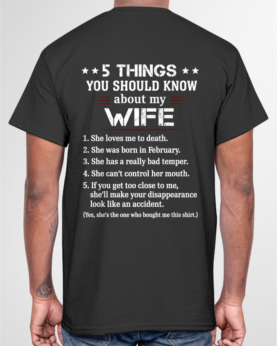 FEBRUARY – 5 THINGS YOU SHOULD KNOW ABOUT MY WIFE - T-SHIRT FROM WIFE - MTNN02 (SKU2606-283-02)