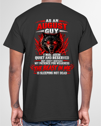 AUGUST GUY – THE BEAST IN ME IS SLEEPING NOT DEAD – WOLF T-SHIRT FOR MEN - MTNN08 (SKU2610-21-08)