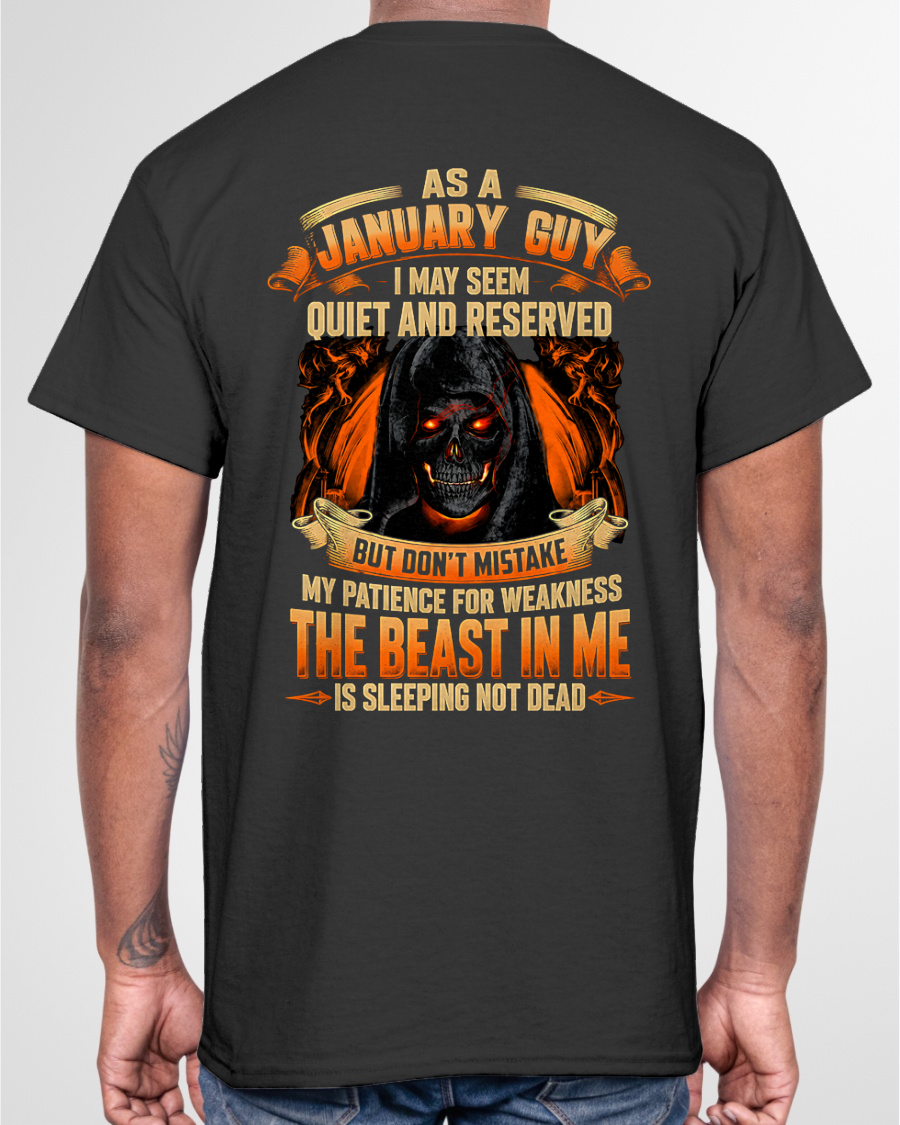 JANUARY GUY – THE BEAST IN ME IS SLEEPING, NOT DEAD – SKULL GRAPHIC T-SHIRT FOR MEN - MTNN01 (SKU2607-289-01)