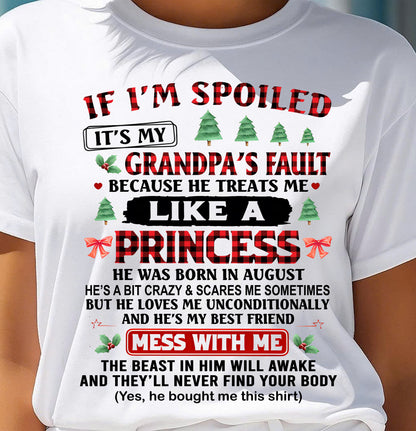 AUGUST - SPOILED GRANDDAUGHTER - PERFECT CHRISTMAS GIFT FOR GRANDDAUGHTER - GIFT FROM GRANDPA - mtnn08 (SKU10-180-08)