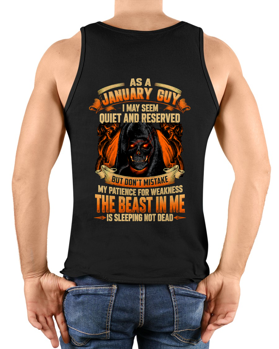 JANUARY GUY – THE BEAST IN ME IS SLEEPING, NOT DEAD – SKULL GRAPHIC T-SHIRT FOR MEN - MTNN01 (SKU2607-289-01)