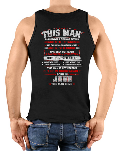 JUNE MAN – HAS FOUGHT A THOUSAND BATTLES – INSPIRATIONAL GRAPHIC T-SHIRT FOR MEN - MTNN06 (SKU2608-63-06)