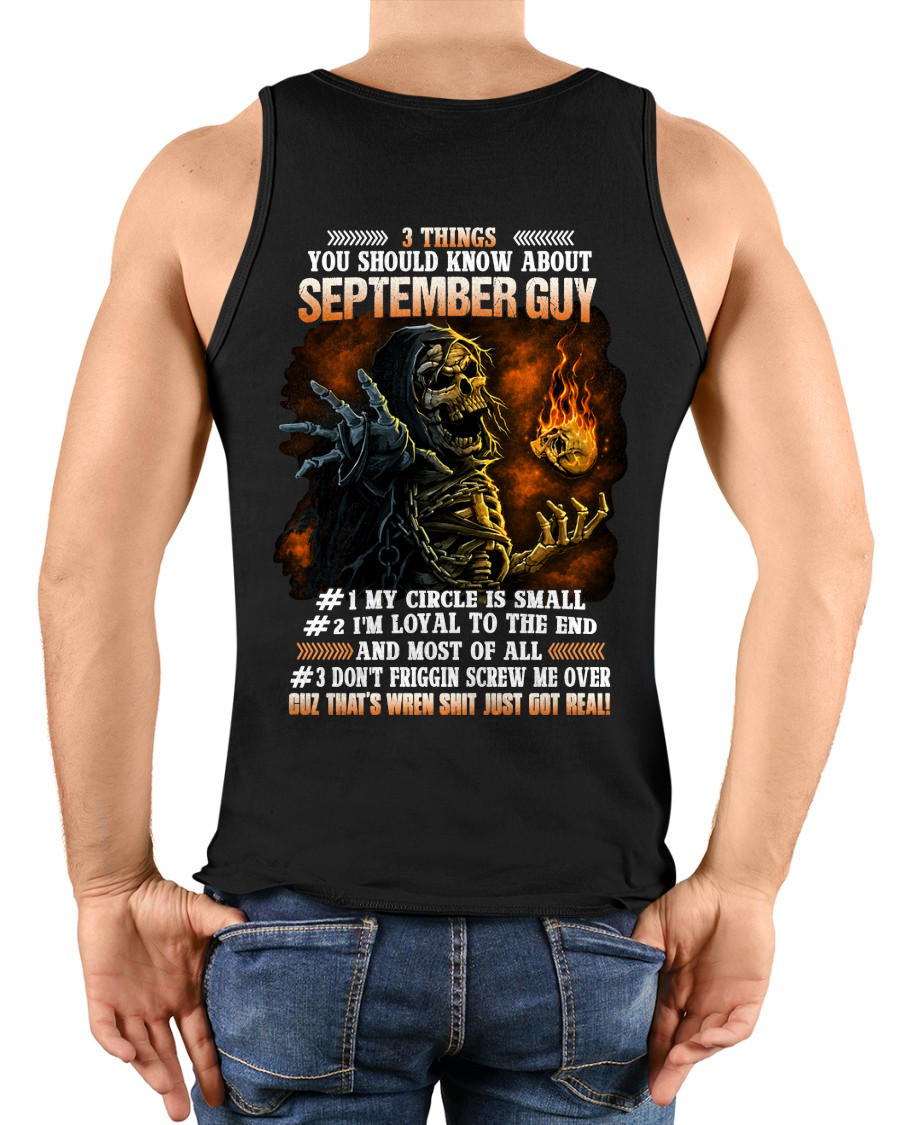 SEPTEMBER GUY – 3 THINGS YOU SHOULD KNOW ABOUT ME – SKULL GRAPHIC T-SHIRT FOR MEN - MTNN09 (SKU2607-169-09)