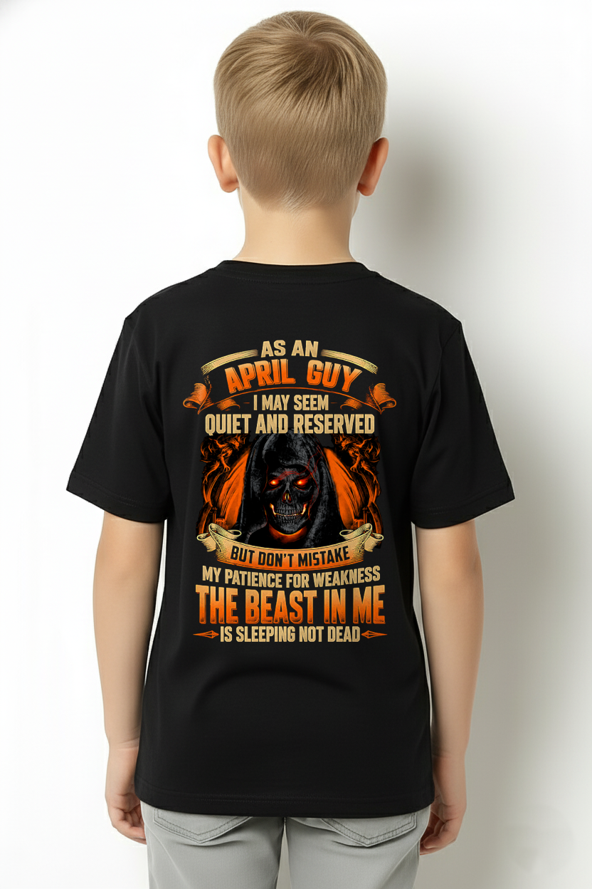 APRIL GUY – THE BEAST IN ME IS SLEEPING, NOT DEAD – SKULL GRAPHIC T-SHIRT FOR MEN - MTNN04 (SKU2607-289-04)