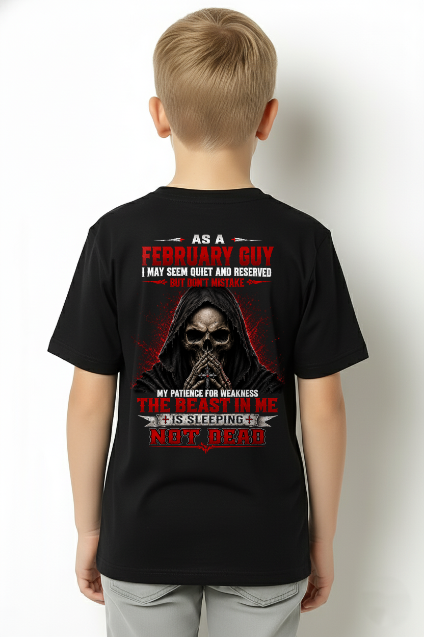 FEBRUARY GUY – THE BEAST IN ME IS SLEEPING, NOT DEAD – SKULL T-SHIRT FOR MEN - MTNN02 (SKU2607-116-02)