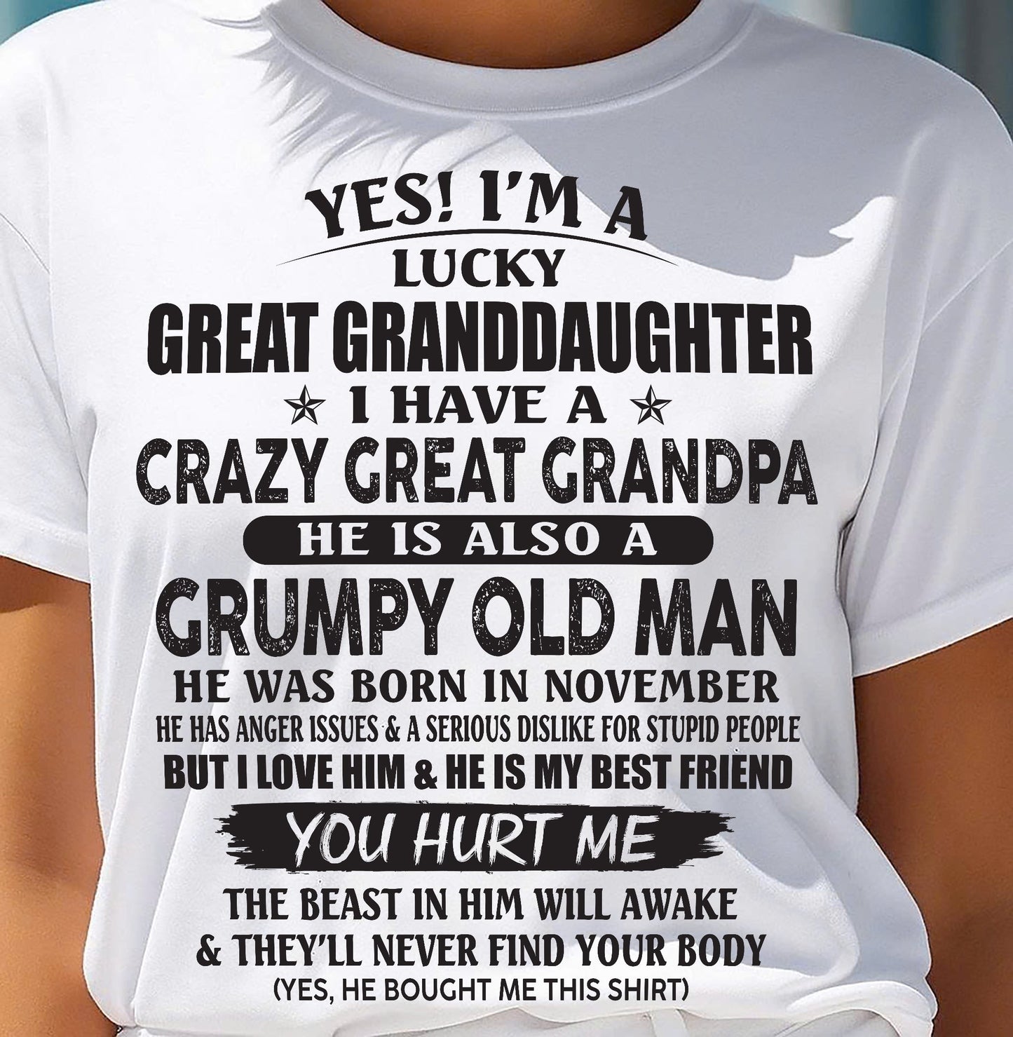 NOVEMBER - LUCKY GREAT GRANDDAUGHTER OF CRAZY GREAT GRANDPA - PERFECT GIFT FROM GREAT GRANDPA - MTNN11 (SKU12-287-11)