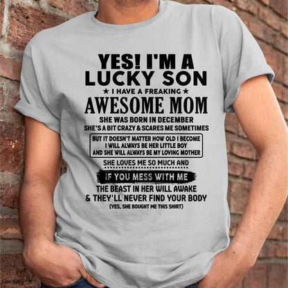 December - I am Lucky Son - Gift For Son From Mom - MTNN12 - (SKU-T1206LMS-12)