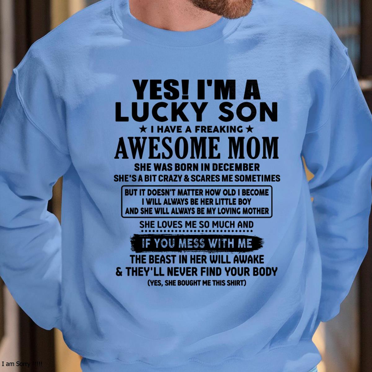 December - I am Lucky Son - Gift For Son From Mom - MTNN12 - (SKU-T1206LMS-12)