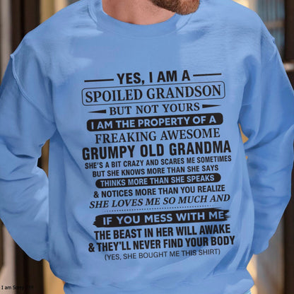Yes I’m A Stubborn Grandson T-Shirt – Birthday Gift From Grandma / Woman - HNDS00 (SKU10-171-00)