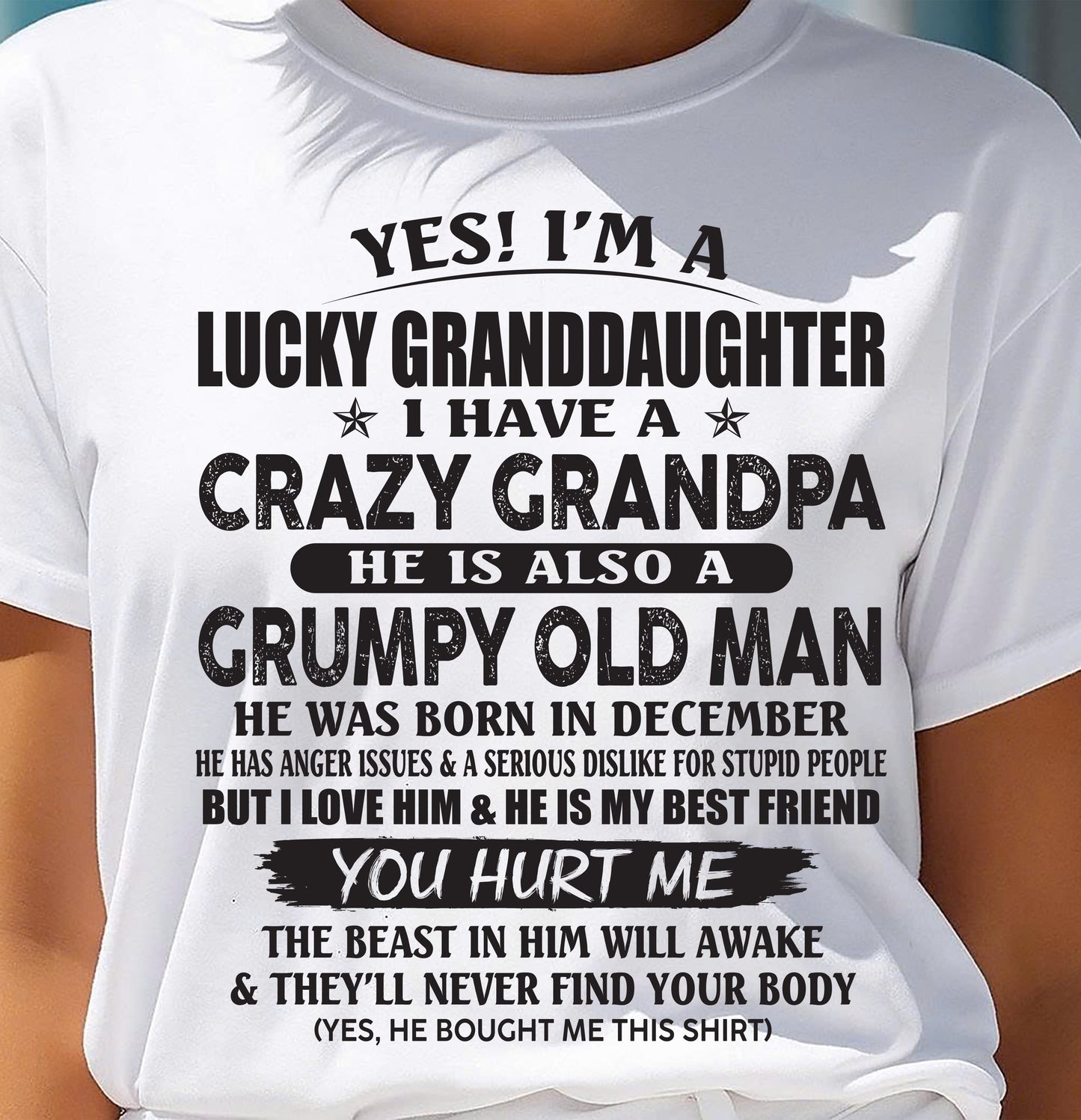 DECEMBER - LUCKY GRANDDAUGHTER OF CRAZY GRANDPA - PERFECT GIFT FOR YOUR GRANDDAUGHTER FROM GRANDPA - MTNN12 (SKU10-150-12)