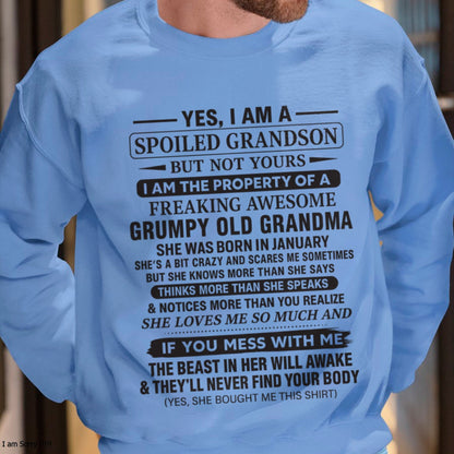 Yes I’m A Stubborn Grandson T-Shirt – Birthday Gift From February Grandma / Woman - HNDS02 (SKU10-171-02)