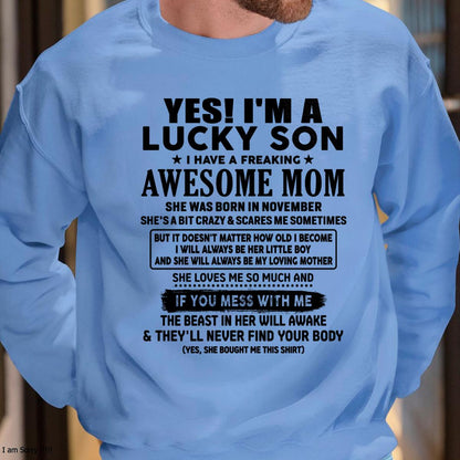 November - I am Lucky Son - Gift For Son From Mom - MTNN11 - (SKU-T1206LMS-11)