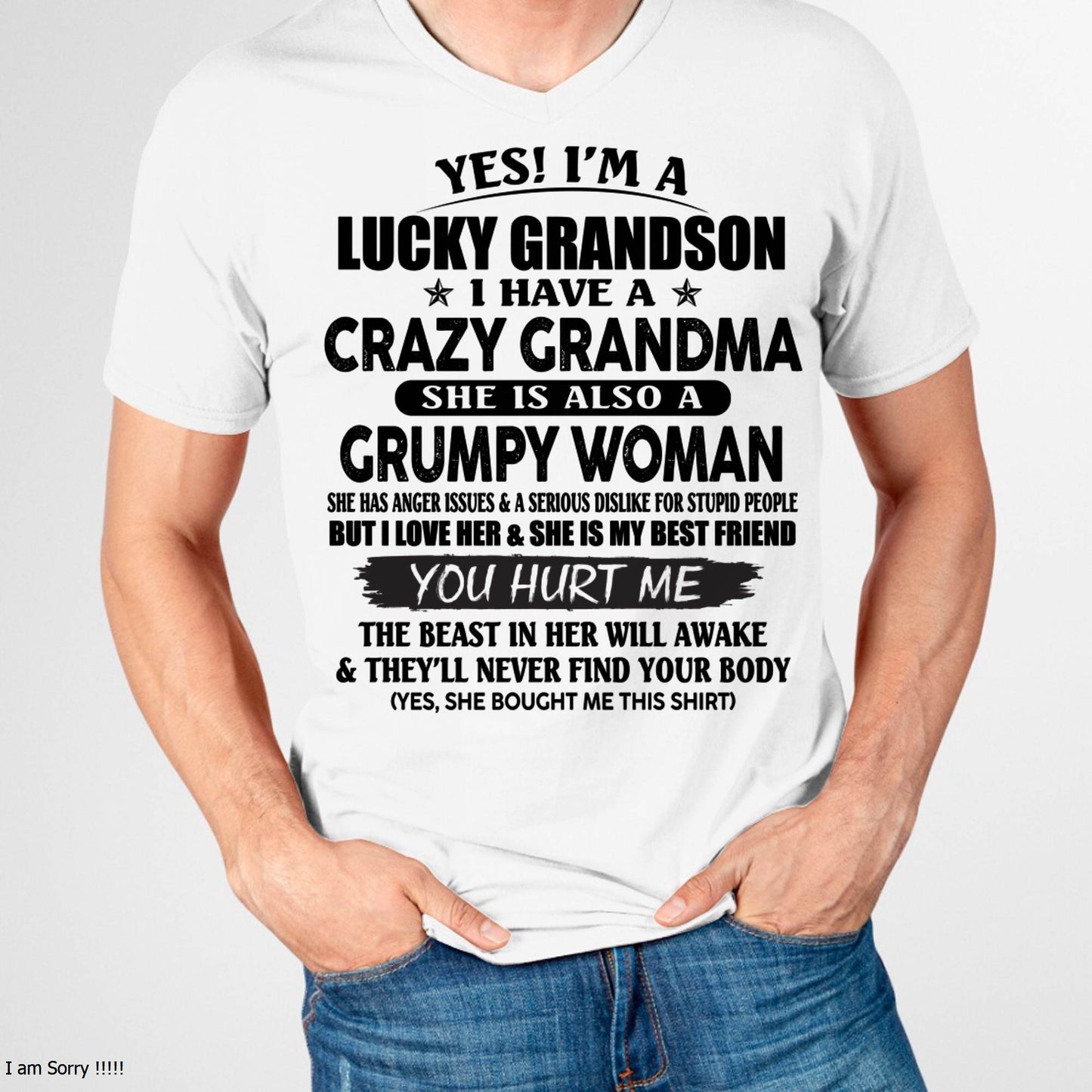 LUCKY GRANDSON OF CRAZY GRANDMA -  PERFECT GIFT FROM GRANDMA - HNDS00 (SKU12-113-00)
