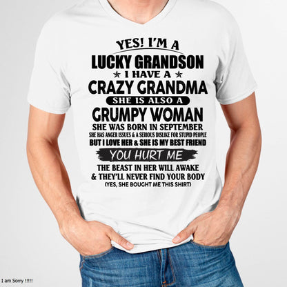 SEPTEMBER - LUCKY GRANDSON OF CRAZY GRANDMA -  PERFECT GIFT FROM GRANDMA - HNDS09 (SKU12-113-09)