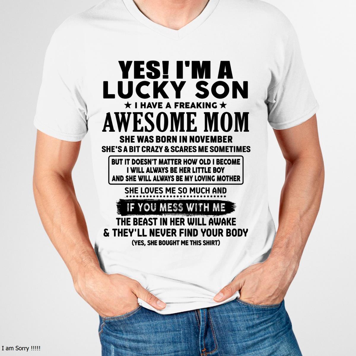 November - I am Lucky Son - Gift For Son From Mom - MTNN11 - (SKU-T1206LMS-11)