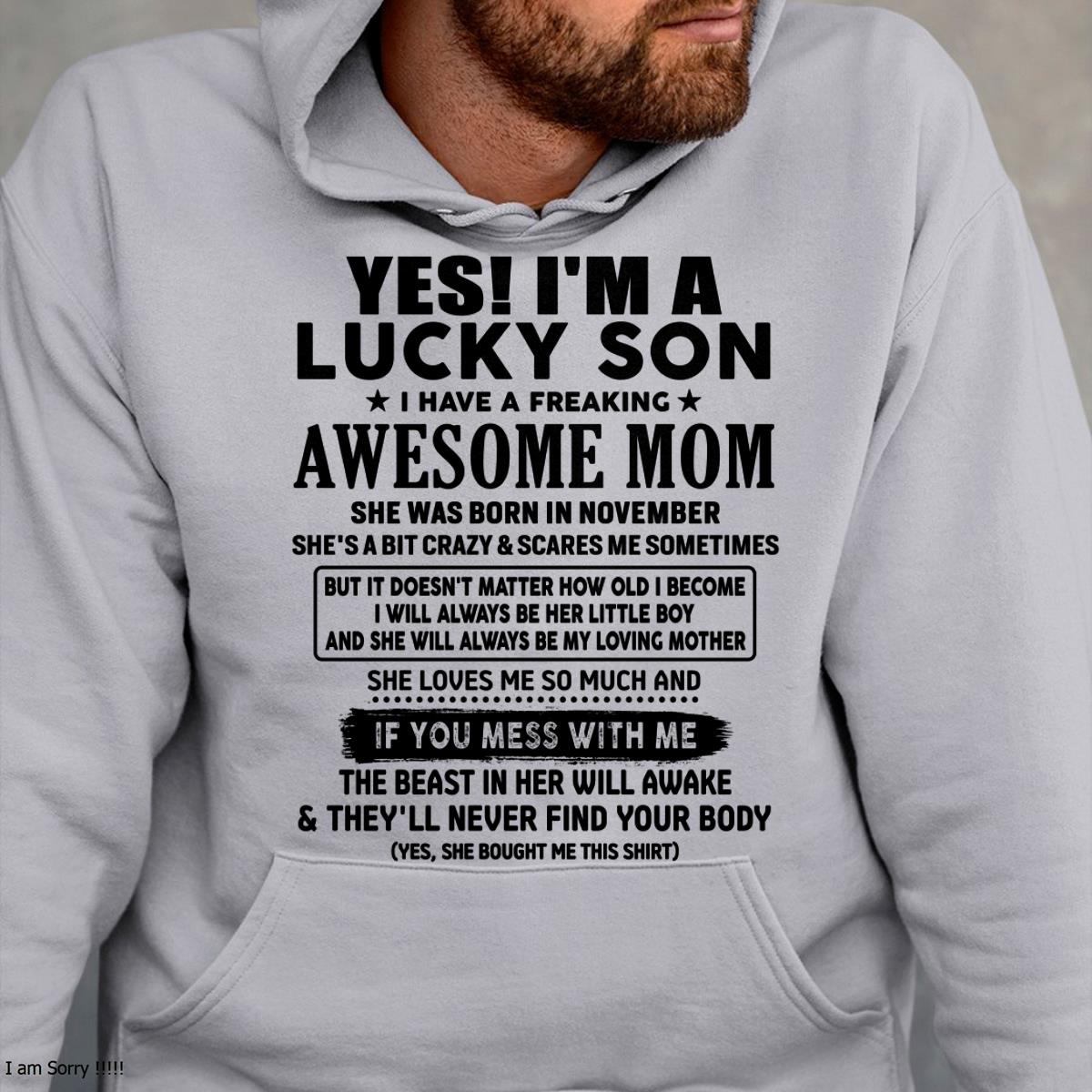 November - I am Lucky Son - Gift For Son From Mom - MTNN11 - (SKU-T1206LMS-11)