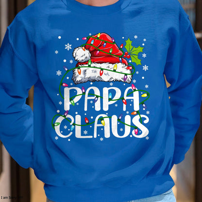 Papa Claus Christmas Lights Pajama Family Matching T-Shirt - Christmas Unisex T-Shirt/Hoodie/Sweatshirt - HNDS00