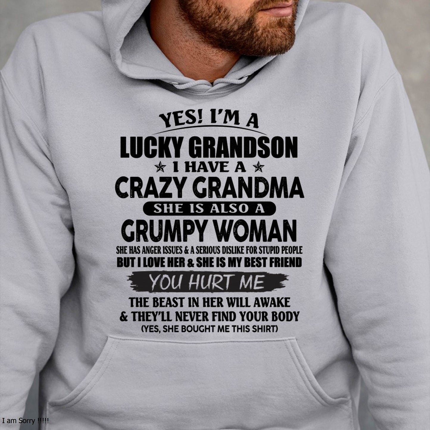 LUCKY GRANDSON OF CRAZY GRANDMA -  PERFECT GIFT FROM GRANDMA - HNDS00 (SKU12-113-00)
