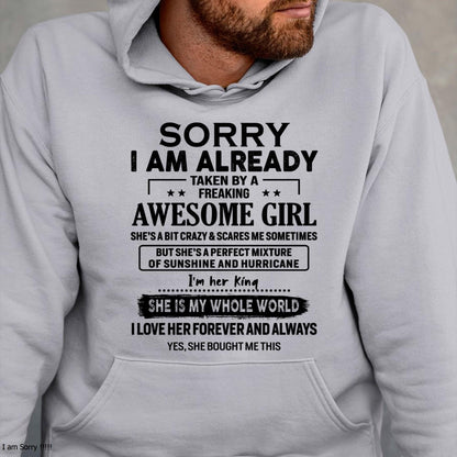 Sorry I Am Already Taken By A Freaking Awesome Girl - Gift For Husband From Wife - MTNN00 (SKU-TSRGIRL-00)