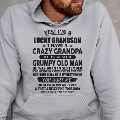 SEPTEMBER - LUCKY GRANDSON OF CRAZY GRANDPA -  PERFECT GIFT FROM GRANDPA - MTNN09 (SKU12-145-09)