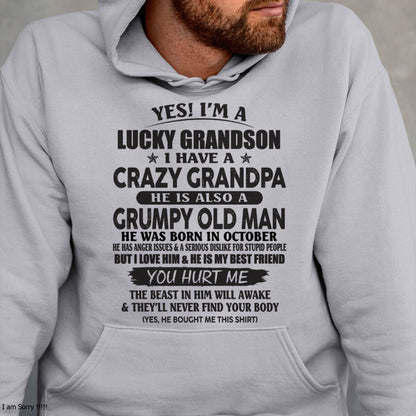 OCTOBER - LUCKY GRANDSON OF CRAZY GRANDPA -  PERFECT GIFT FROM GRANDPA - MTNN10 (SKU12-145-10)