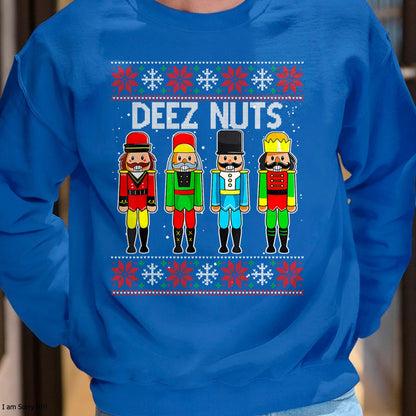 Deez Nuts Nutcracker Ugly Christmas Sweater Funny Xmas T-Shirt - Christmas Unisex T-Shirt/Hoodie/Sweatshirt - HNDS00