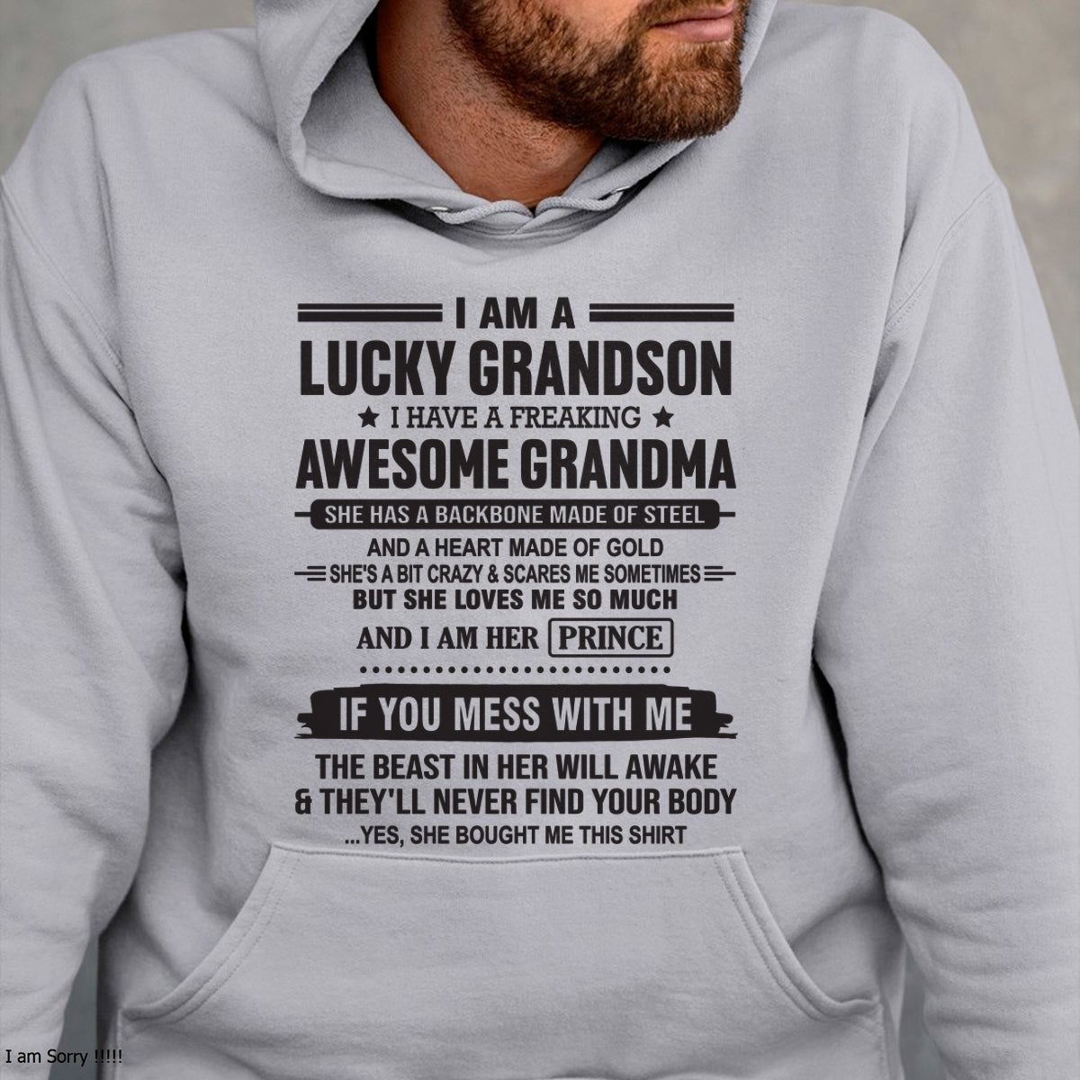 I Am A Lucky Grandson T-Shirt – Birthday Gift From Grandma / Woman - HNDS00 (SKU11-29-00)