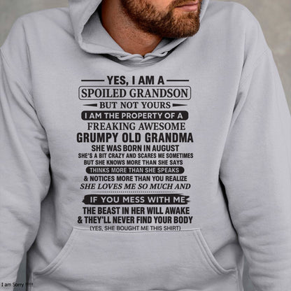 Yes I’m A Stubborn Grandson T-Shirt – Birthday Gift From August Grandma / Woman - MTNN08 (SKU10-171-08)