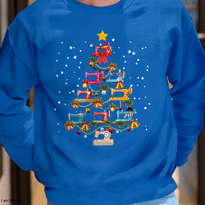 Funny Sewing Machine Christmas Tree Christmas Ornament Women T-Shirt - Christmas Unisex T-Shirt/Hoodie/Sweatshirt - HNDS00