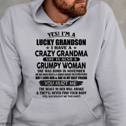 NOVEMBER - LUCKY GRANDSON OF CRAZY GRANDMA -  PERFECT GIFT FROM GRANDMA - MTNN11 (SKU12-113-11)