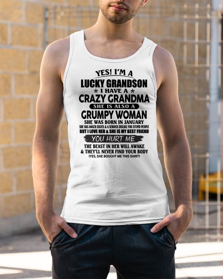 JANUARY - LUCKY GRANDSON OF CRAZY GRANDMA -  PERFECT GIFT FROM GRANDMA - HNDS01 (SKU12-113-01)
