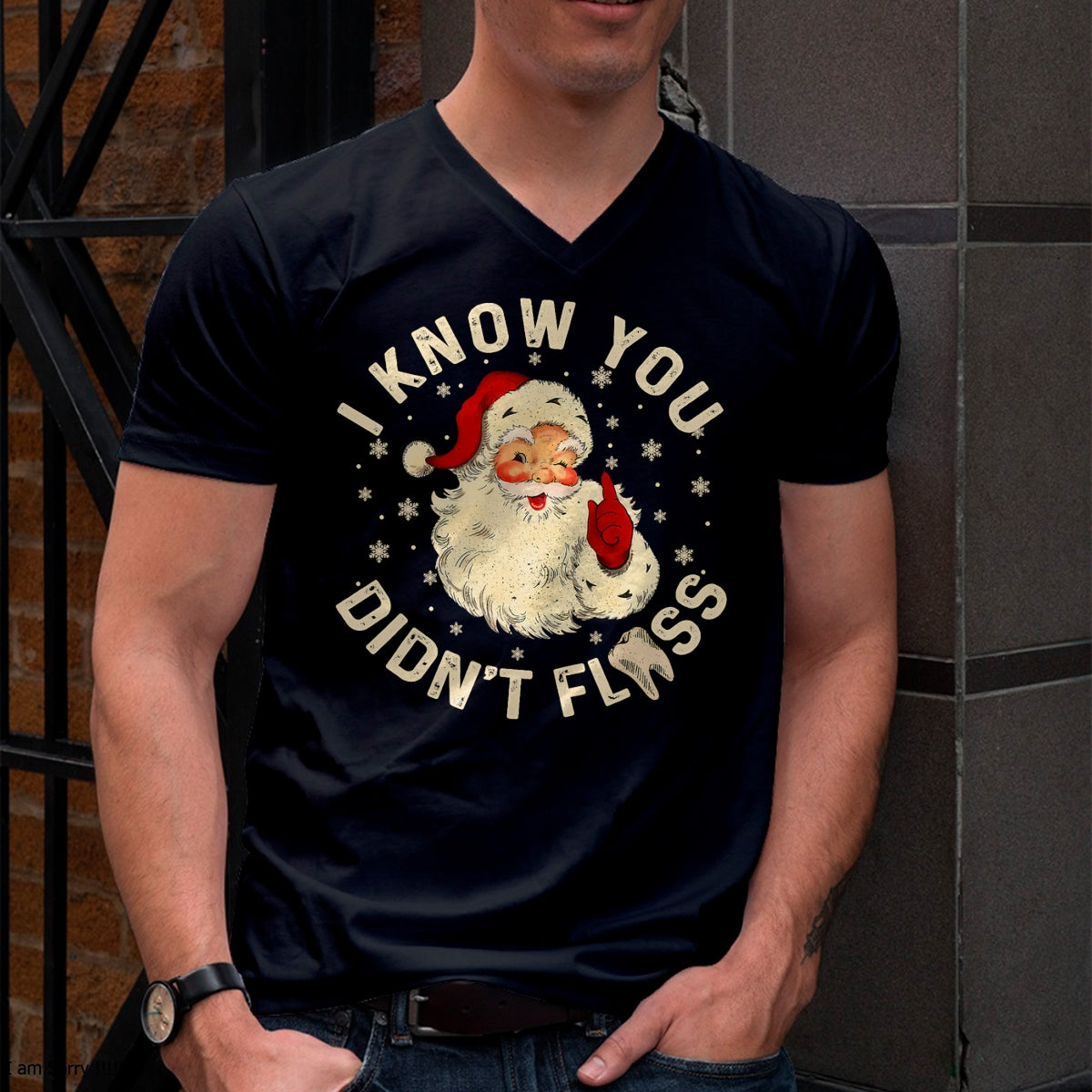 Funny Santa I Know You Didn't Floss Dentist Dental Christmas T-Shirt - Christmas Unisex T-Shirt/Hoodie/Sweatshirt - HNDS00