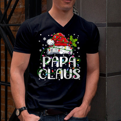 Papa Claus Christmas Lights Pajama Family Matching T-Shirt - Christmas Unisex T-Shirt/Hoodie/Sweatshirt - HNDS00