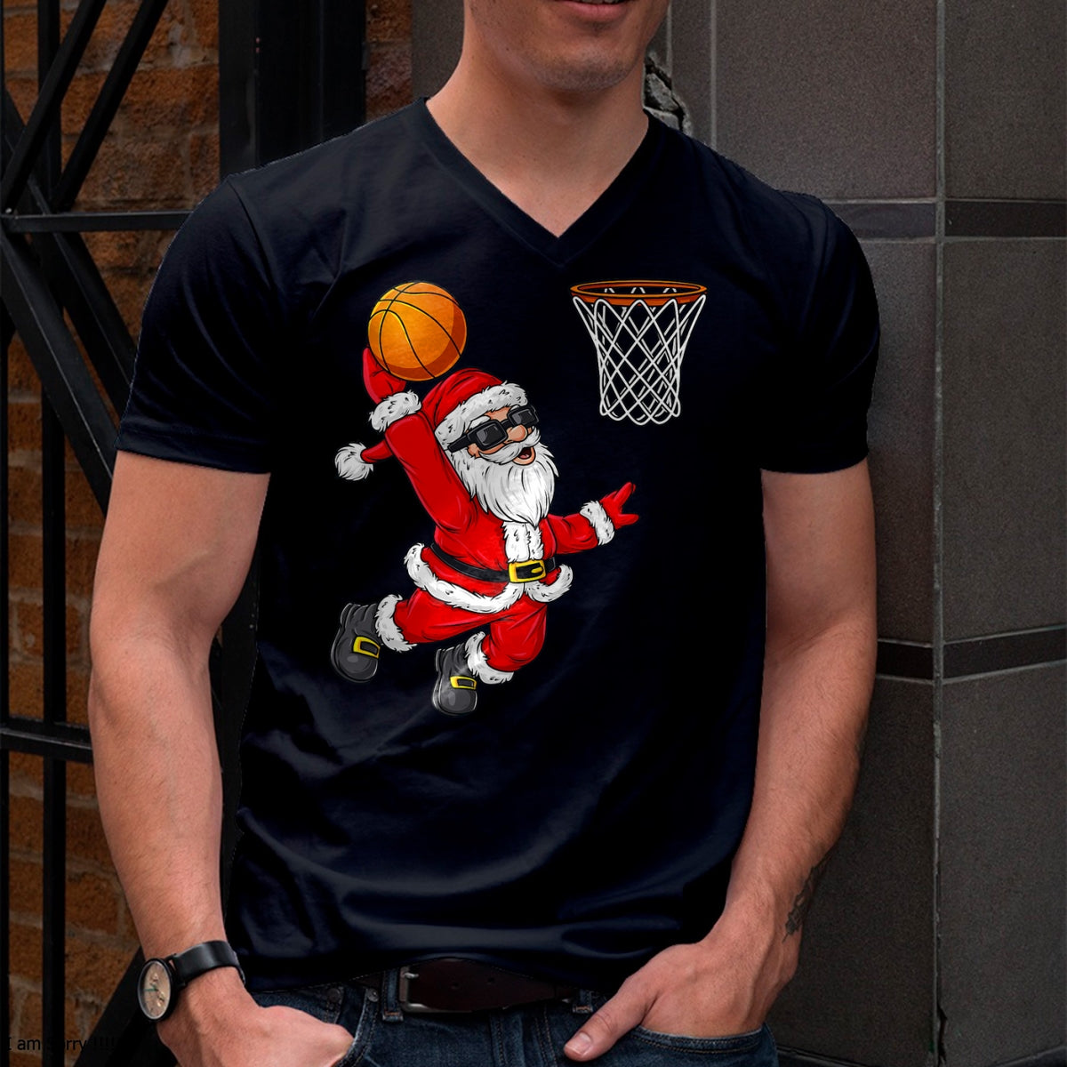 Christmas Santa Claus Dunking A Basketball Boys Kids Xmas T-Shirt - Christmas Unisex T-Shirt/Hoodie/Sweatshirt - HNDS00